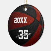 maroon zwarte teamkleuren keepslag basketbal keramisch ornament (Links)