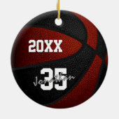 maroon zwarte teamkleuren keepslag basketbal keramisch ornament (Achterkant)