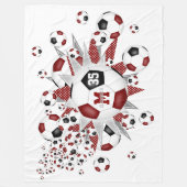maroon zwarte voetballen sterren meisjes naam fleece deken (Voorkant)