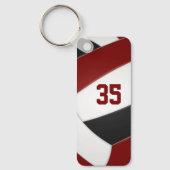 maroon zwarte volleybal club kleuren atleet naam sleutelhanger (Voorkant)