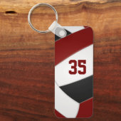 maroon zwarte volleybal club kleuren atleet naam sleutelhanger (Voorkant)