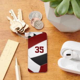 maroon zwarte volleybal club kleuren atleet naam sleutelhanger