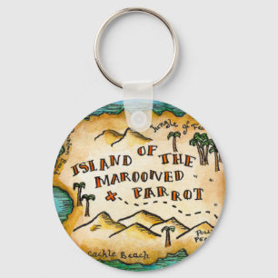 Maroonde Parrot Pirate Treasure Map Sleutelhanger