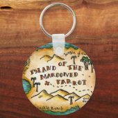 Maroonde Parrot Pirate Treasure Map Sleutelhanger (Voorkant)