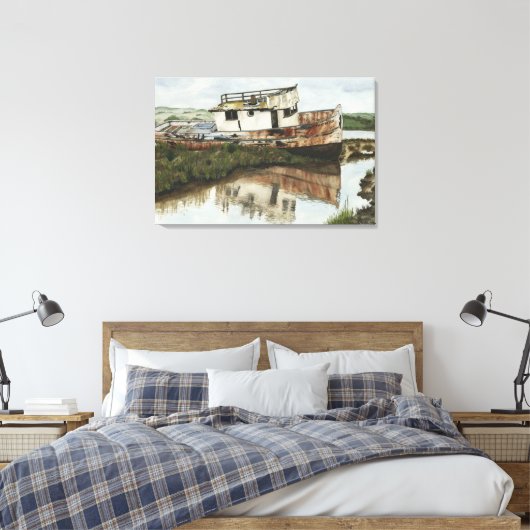 Marooned Ship Waterverf Canvas (Insitu (Slaapkamer))