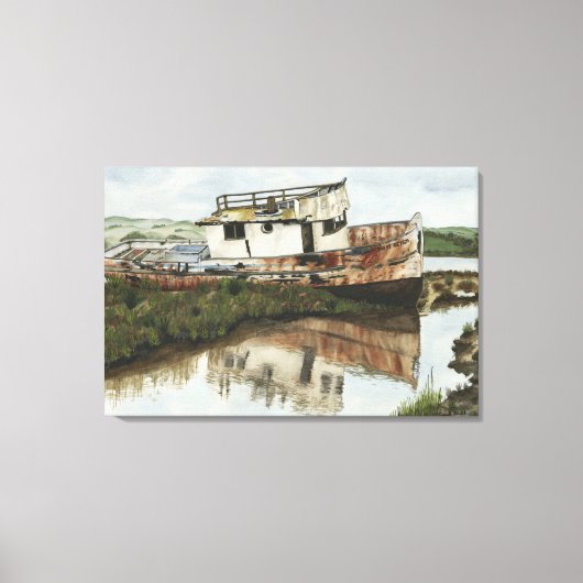 Marooned Ship Waterverf Canvas (Voorkant)