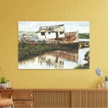 Marooned Ship Waterverf Canvas