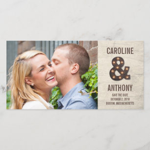 Marquee Ampersand bewaart de Datum Fotokaarten Save The Date