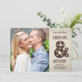 Marquee Ampersand Photo Save the Date Card (Staand voorkant)