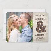 Marquee Ampersand Photo Save the Date Card (Voorkant)