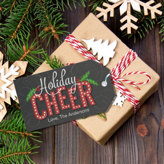 Marquee Cheer Holiday Gift Label Cadeaulabel