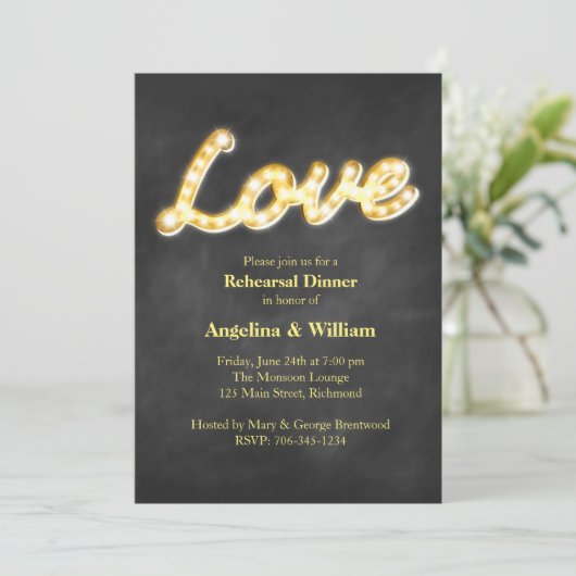 marquee-lampjes repetitief diner uitnodigen kaart (Staand voorkant)