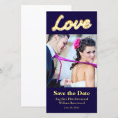 Marquee Lichten opslaan Datum fotokaart Save The Date (Voorkant / Achterkant)