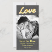 Marquee Lichten Save the Date Foto Grijs Jute (Voorkant)