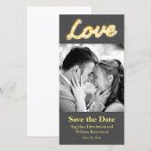 Marquee Lichten Save the Date Foto Grijs Jute (Voorkant / Achterkant)