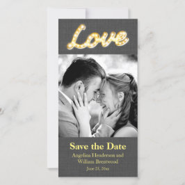 Marquee Lichten Save the Date Foto Grijs Jute