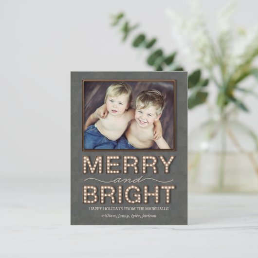 Marquee Lights Briefkaart Holiday Photo Card (Staand voorkant)