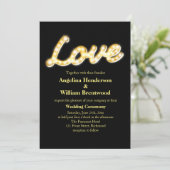 Marquee Lights Bruiloft uitnodigen - zwart Kaart (Staand voorkant)