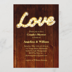 Marquee Lights Couple's Shower Invite Kaart