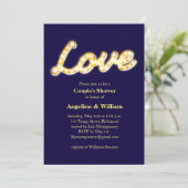 Marquee Lights Couple's Shower Invite Kaart (Staand voorkant)