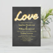 Marquee Lights Huwelijksuitnodiging - krijtbord Kaart (Staand voorkant)