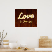 Marquee Lights Love is Sweet-Barn board Poster (Keuken)