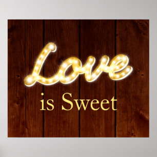 Marquee Lights Love is Sweet-Barn board Poster