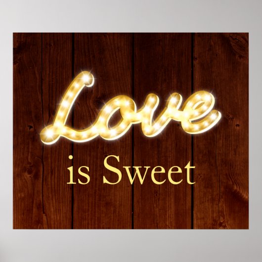 Marquee Lights Love is Sweet-Barn board Poster (Voorkant)
