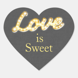 Marquee Lights Love is Sweet Gray Burlap Hart Sticker