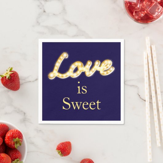 Marquee Lights Love is Sweet Napkin - blauw Servetten (Insitu)