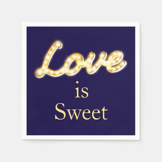Marquee Lights Love is Sweet Napkin - blauw Servetten (Voorkant)