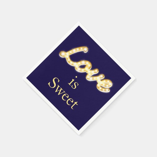 Marquee Lights Love is Sweet Napkin - blauw Servetten (Hoek)