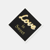 Marquee Lights Love is Sweet Napkin zwart Servetten (Hoek)
