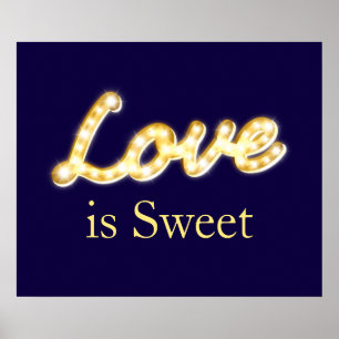 Marquee Lights Love is Sweet Poster - blauw