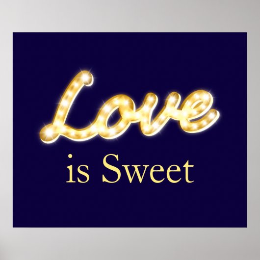 Marquee Lights Love is Sweet Poster - blauw (Voorkant)