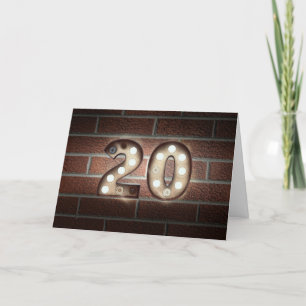 Marquee Lights On Brick voor 20e Verjaardag Kaart