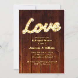 Marquee Lights Rehearsal Dinner Invite Kaart