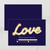 Marquee Lights RSVP - blauw Kaartje (Voorkant / Achterkant)