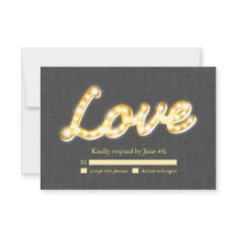 Marquee Lights RSVP Grey Burlap