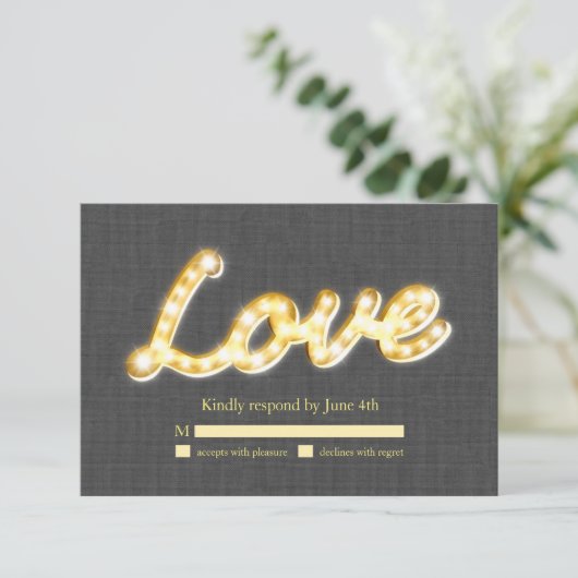 Marquee Lights RSVP Grey Burlap (Staand voorkant)