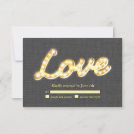 Marquee Lights RSVP Grey Burlap Kaartje