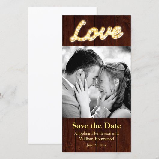 Marquee Lights Save the Date Fotokaart (Voorkant / Achterkant)