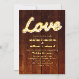 Marquee Lights Wedding Invite - schuurbord Kaart