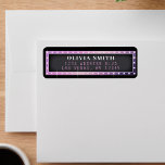 Marquee Sign Roze & Zwart Etiket<br><div class="desc">Zwart en roze selectiekader retourlabels. Personaliseer het met uw gegevens.</div>