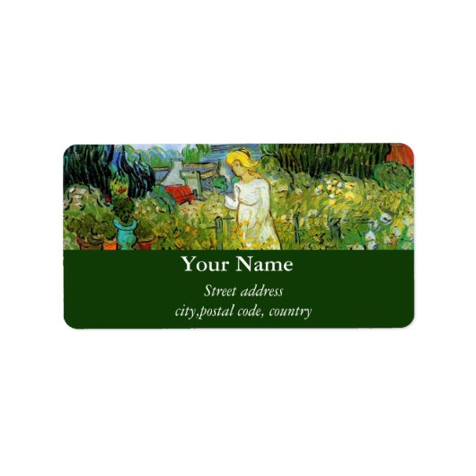 Marquerite Gachet in de tuin, Vincent van Gogh. Etiket (Voorkant)