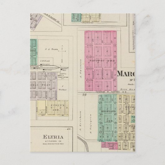 Marquette, Conway, Galva, Elyria, Ames, Kansas Briefkaart (Voorkant)