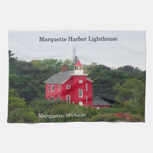 Marquette Harbor Lighthouse keukendoek Theedoek (Horizontaal)