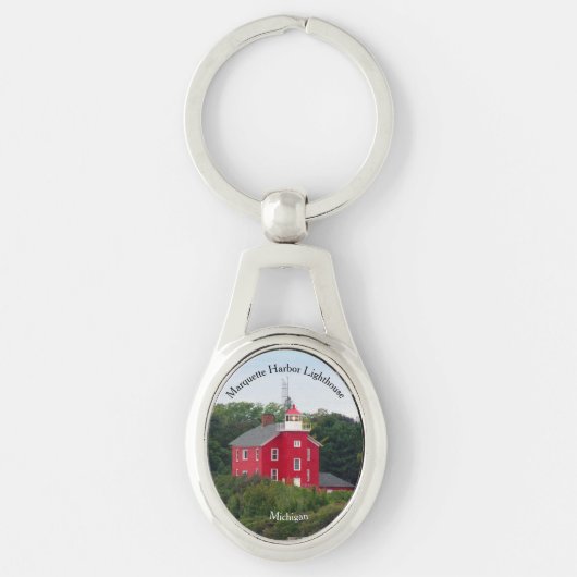 Marquette Harbor Lighthouse metalen sleutelhanger (Voorkant)
