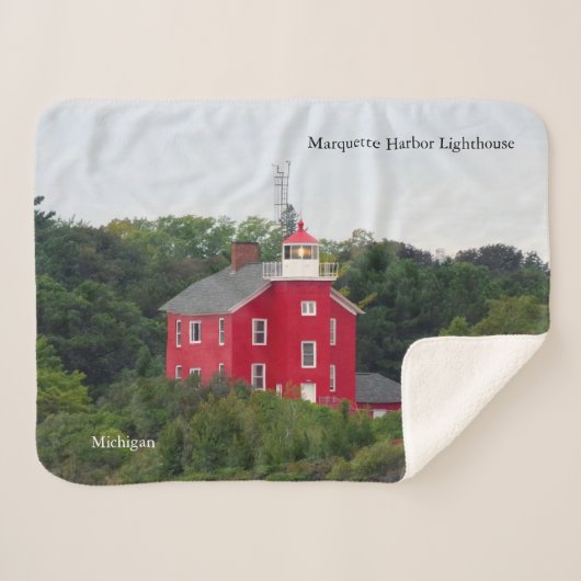 Marquette Harbor Lighthouse sherpa deken (Voorkant (horizontaal))