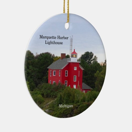 Marquette Harbour, cirkelvormig versiering Keramisch Ornament (Rechts)